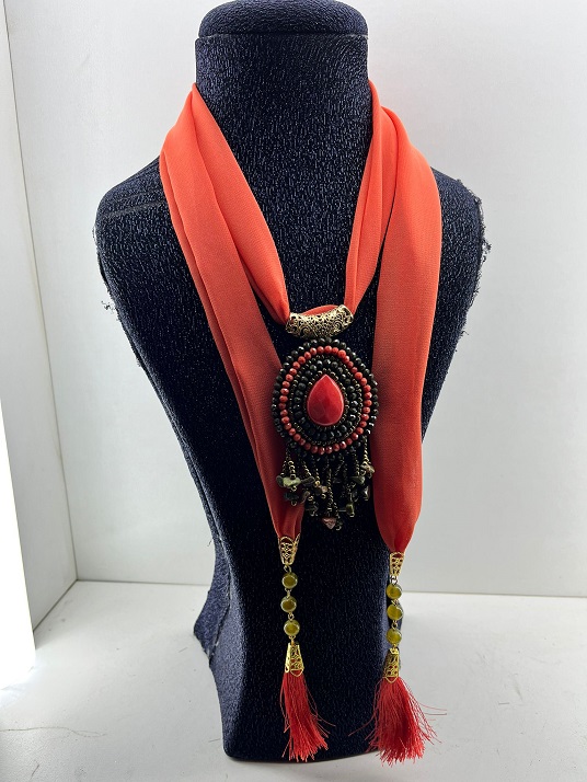 Seren dolama kolyeler el işçiliği doğal taş turuncu