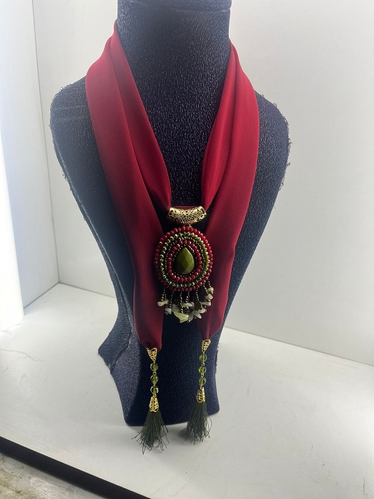 Seren dolama kolyeler el işçiliği doğal taş kırmızı