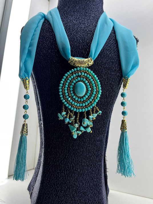 Seren dolama kolyeler el işçiliği doğal taş turkuaz